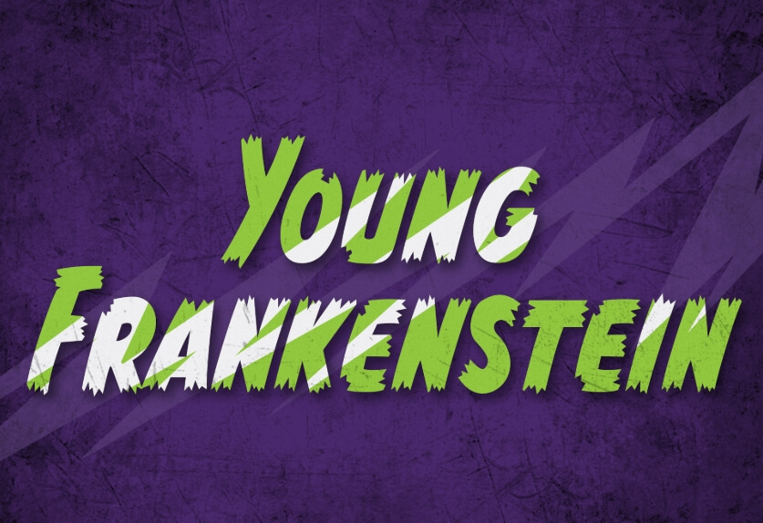 Young Frankenstein title graphic on purple background.